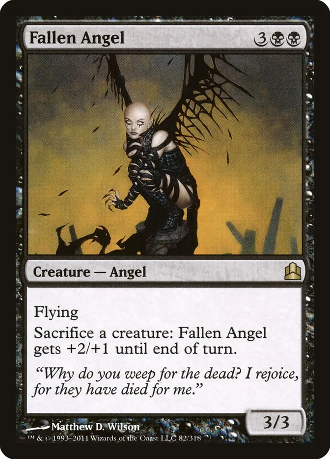 2011 Commander 2011 Fallen Angel rare #82 rare card image