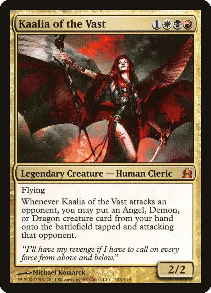 2011 Commander 2011 Kaalia of the Vast #206 mythic card image