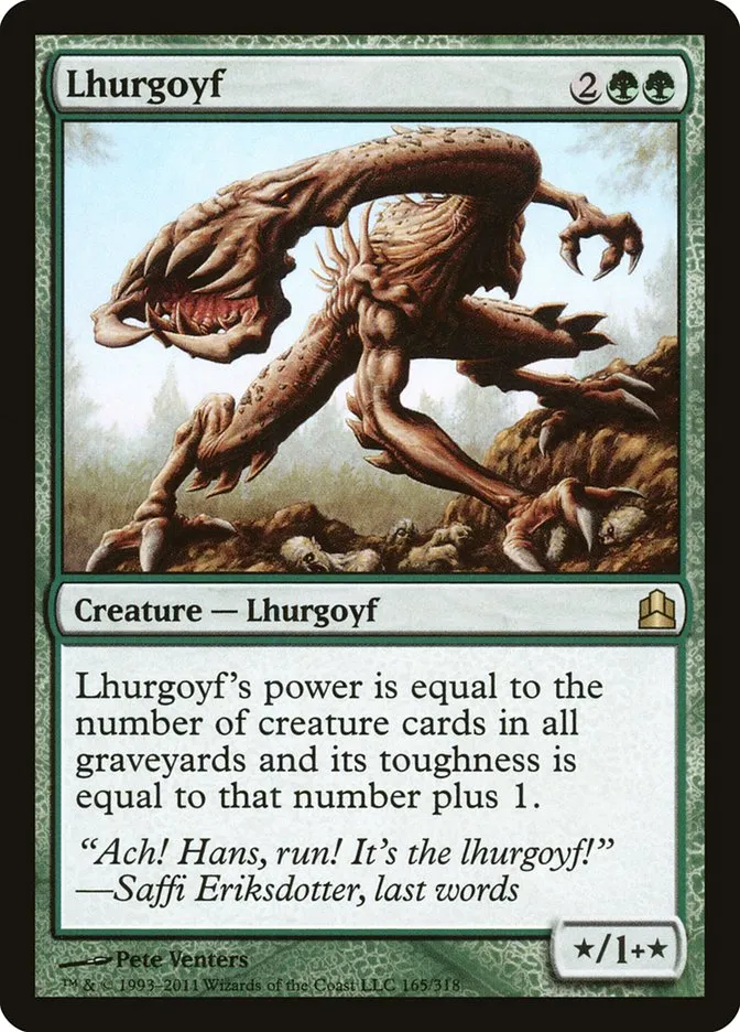 2011 Commander 2011 Lhurgoyf rare #165 rare card image