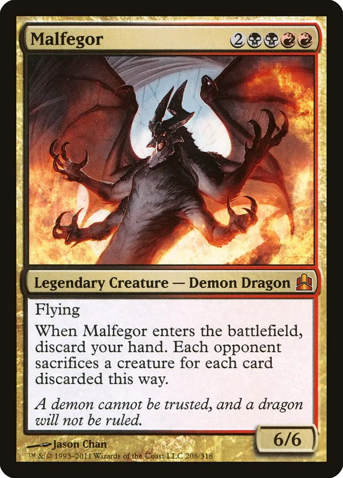 2011 Commander 2011 Malfegor mythic #208 mythic card image