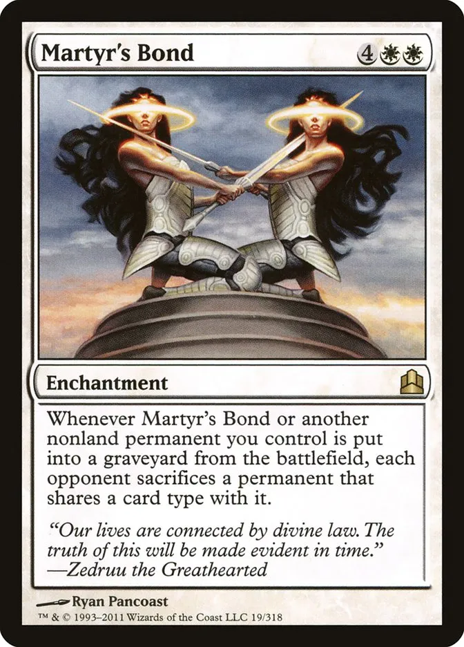 2011 Commander 2011 Martyr's Bond rare #19 rare card image