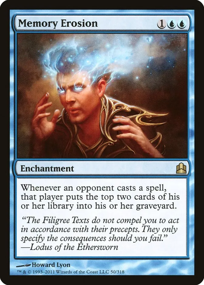 2011 Commander 2011 Memory Erosion rare #50 rare card image
