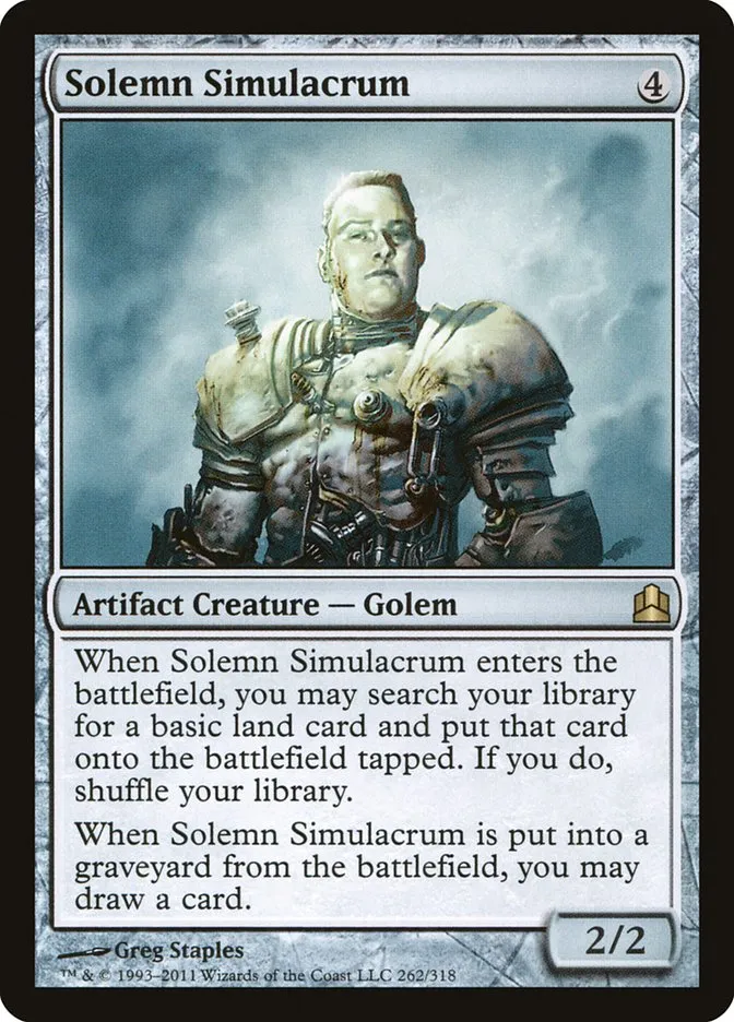 2011 Commander 2011 Solemn Simulacrum rare #262 rare card image