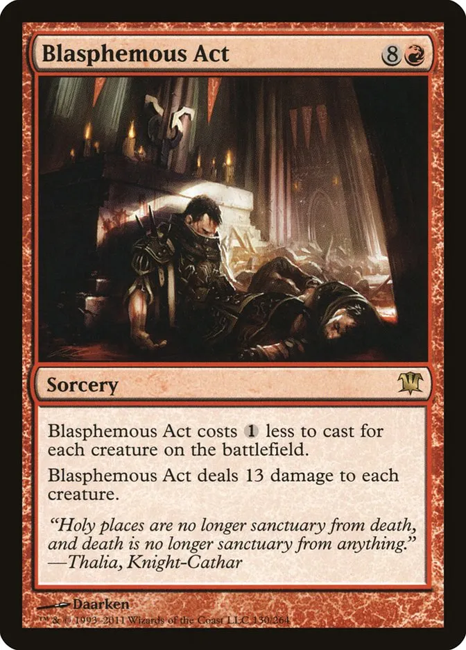 2011 Innistrad Blasphemous Act #130 rare card image