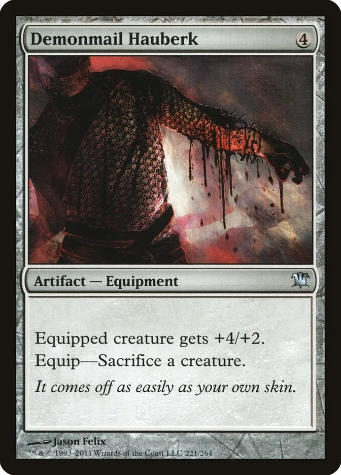 2011 Innistrad Demonmail Hauberk #221 uncommon card image