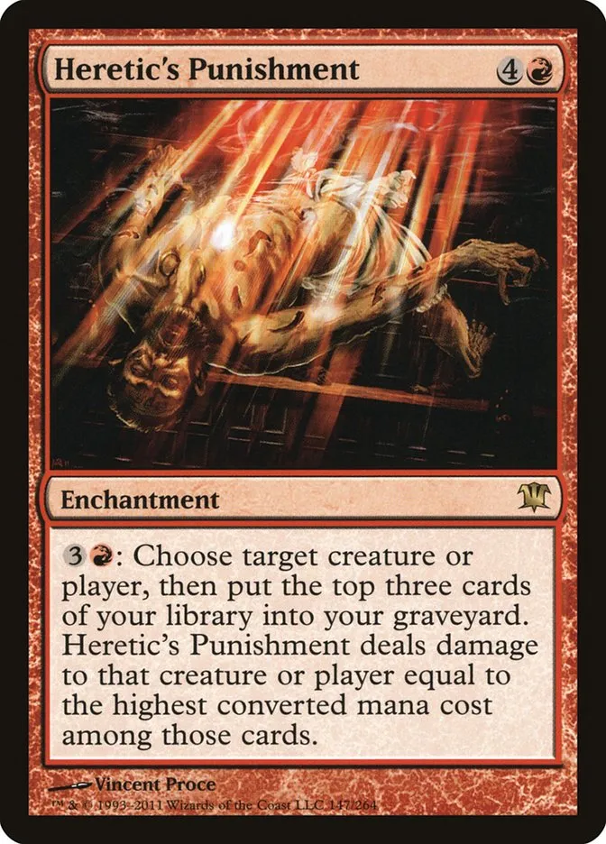 2011 Innistrad Heretic's Punishment #147 rare card image