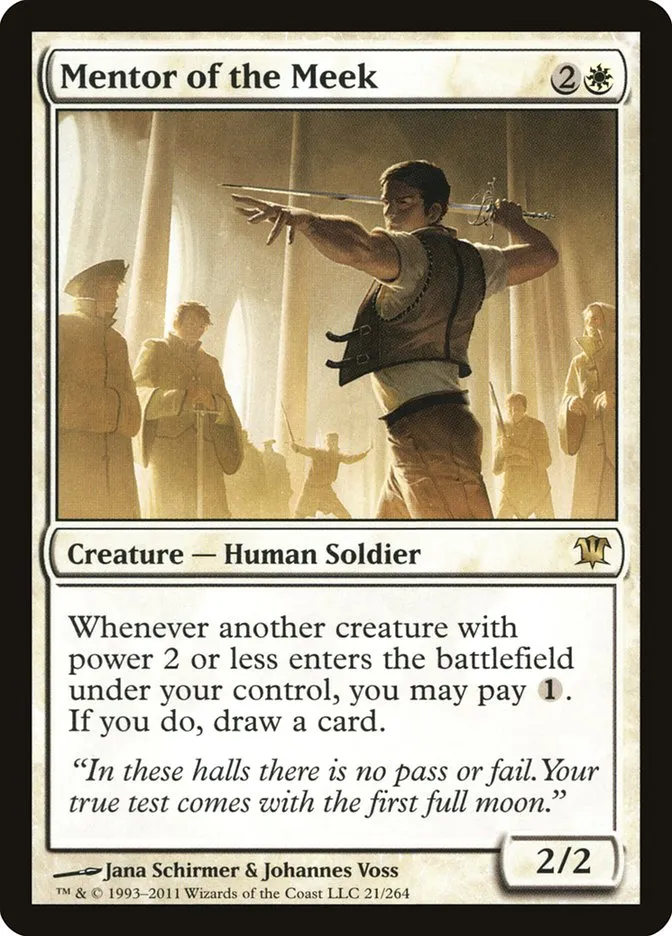2011 Innistrad Mentor of the Meek #21 rare card image