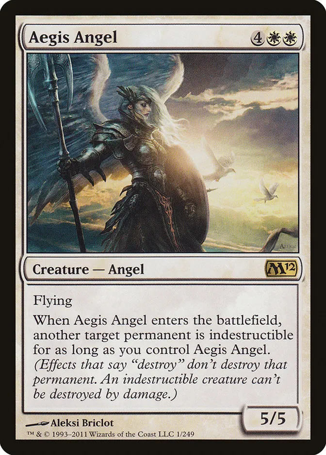 2011 Magic 2012 Aegis Angel rare #1 rare card image