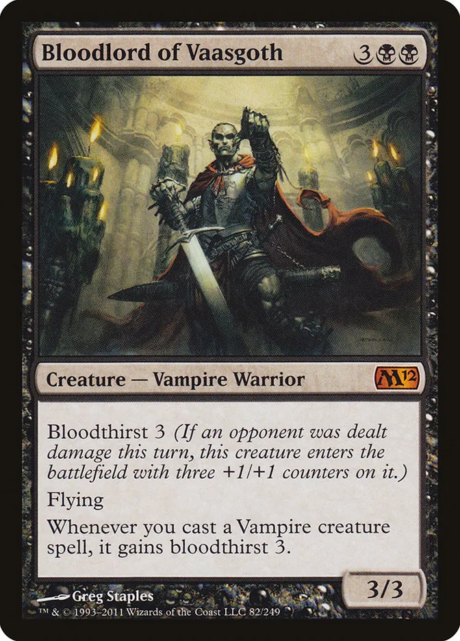 2011 Magic 2012 Bloodlord of Vaasgoth #82 mythic card image