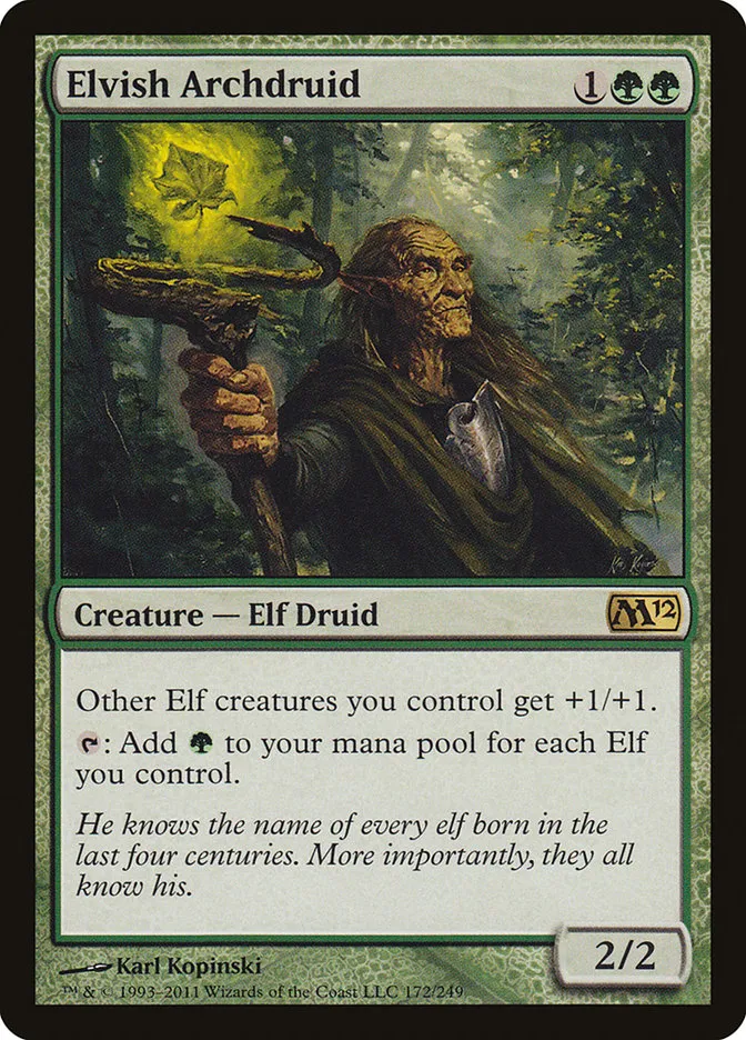 2011 Magic 2012 Elvish Archdruid rare #172 rare card image