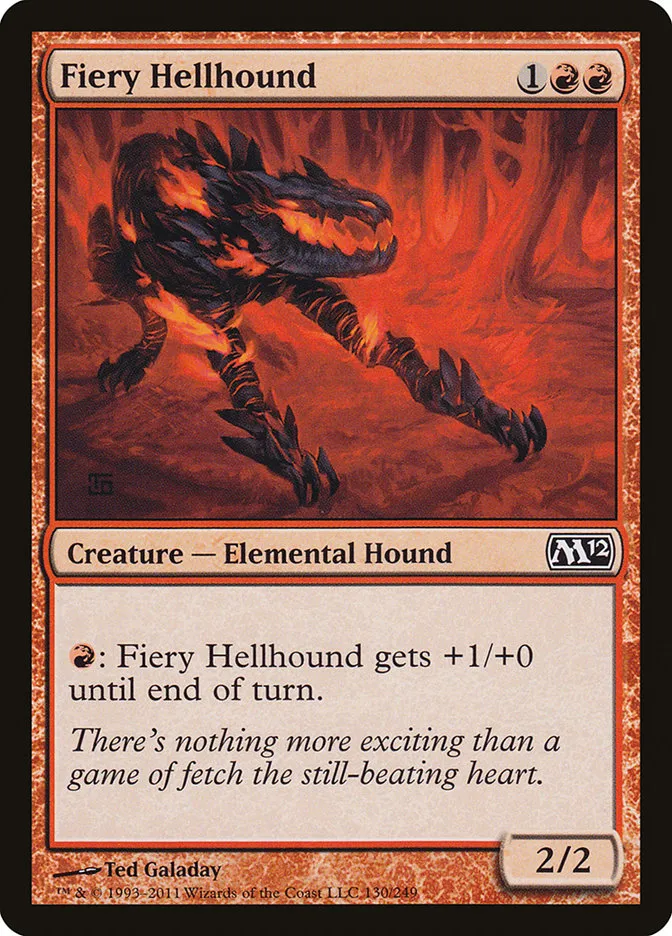 2011 Magic 2012 Fiery Hellhound common #130 common card image