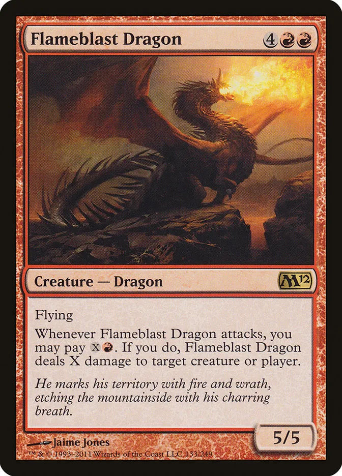 2011 Magic 2012 Flameblast Dragon rare #133 rare card image