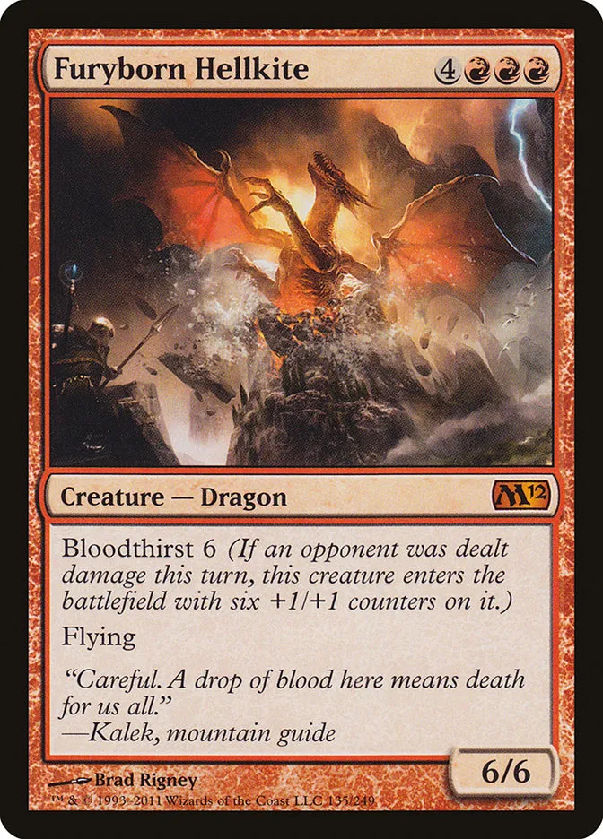 2011 Magic 2012 Furyborn Hellkite mythic #135 mythic card image