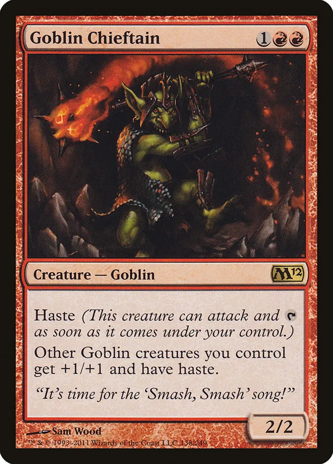 2011 Magic 2012 Goblin Chieftain rare #138 rare card image