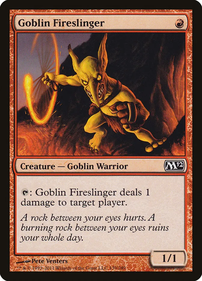2011 Magic 2012 Goblin Fireslinger common #139 common card image