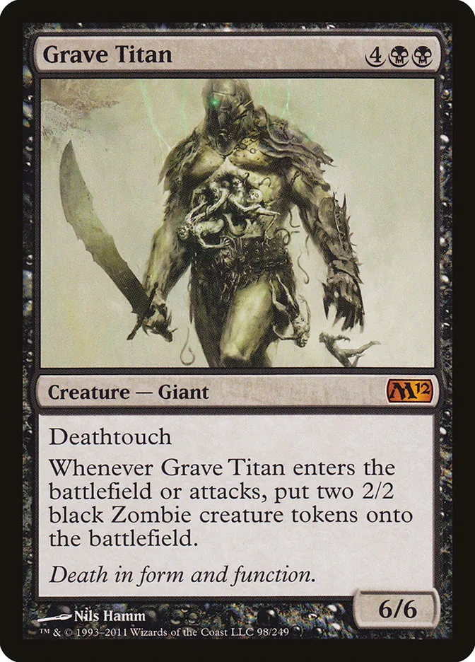 2011 Magic 2012 Grave Titan #98 mythic card image