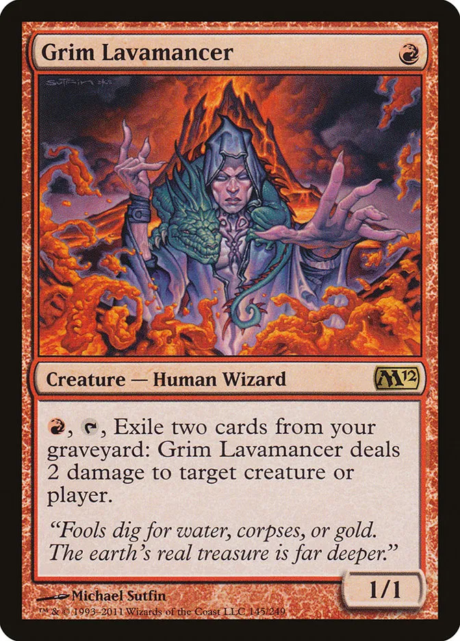 2011 Magic 2012 Grim Lavamancer rare #145 rare card image