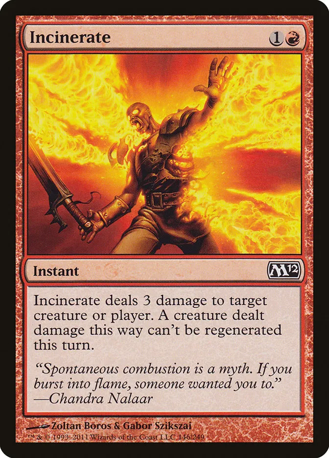 2011 Magic 2012 Incinerate common #146 common card image