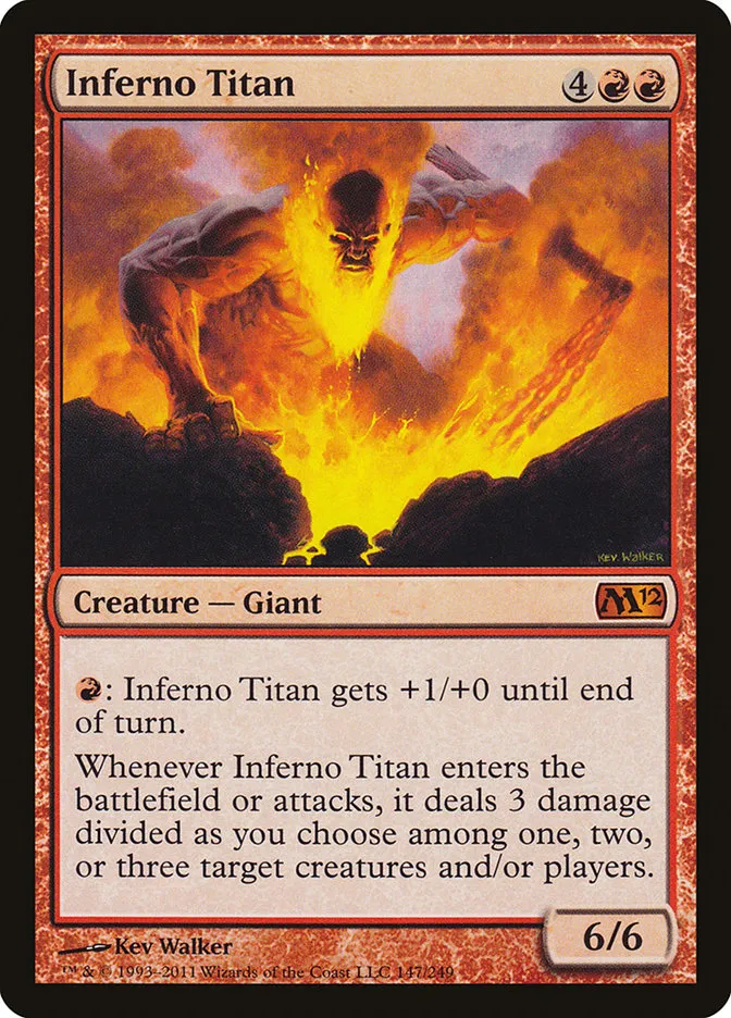 2011 Magic 2012 Inferno Titan #147 mythic card image