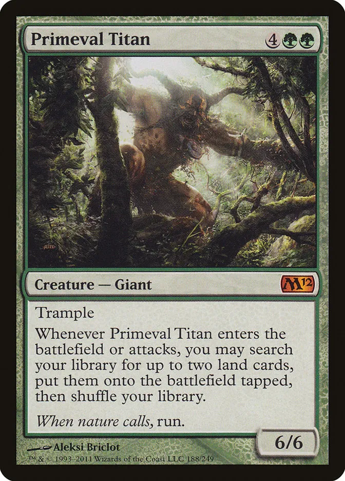 2011 Magic 2012 Primeval Titan mythic #188 mythic card image