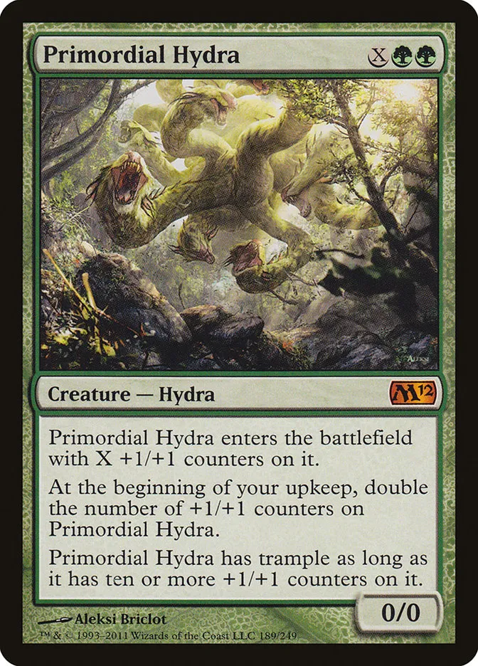 2011 Magic 2012 Primordial Hydra mythic #189 mythic card image