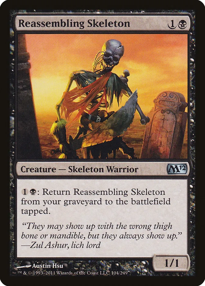2011 Magic 2012 Reassembling Skeleton uncommon #104 uncommon card image