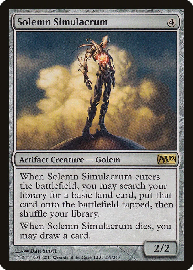 2011 Magic 2012 Solemn Simulacrum rare #217 rare card image