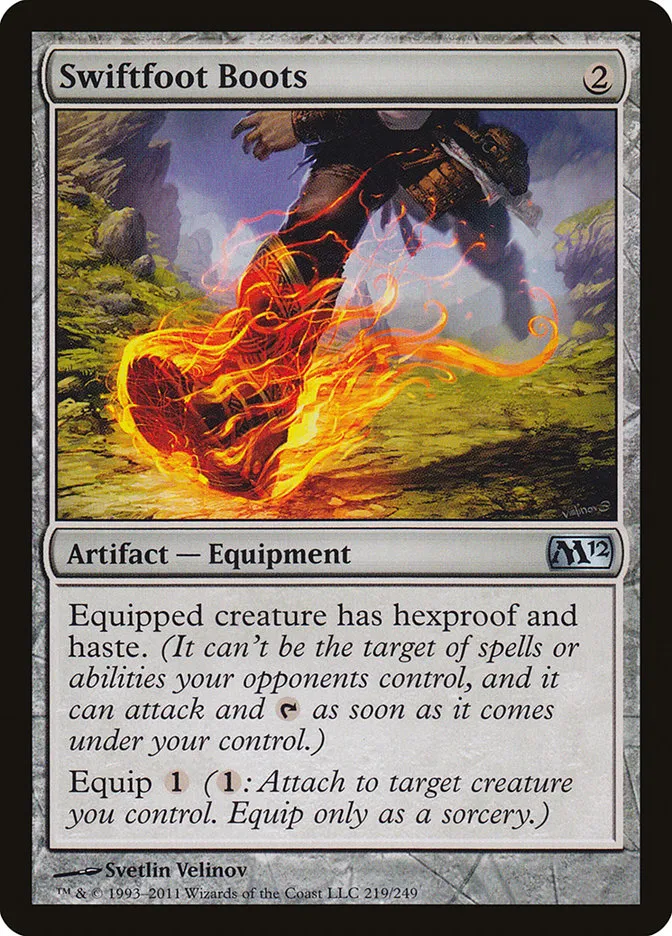 2011 Magic 2012 Swiftfoot Boots uncommon #219 uncommon card image