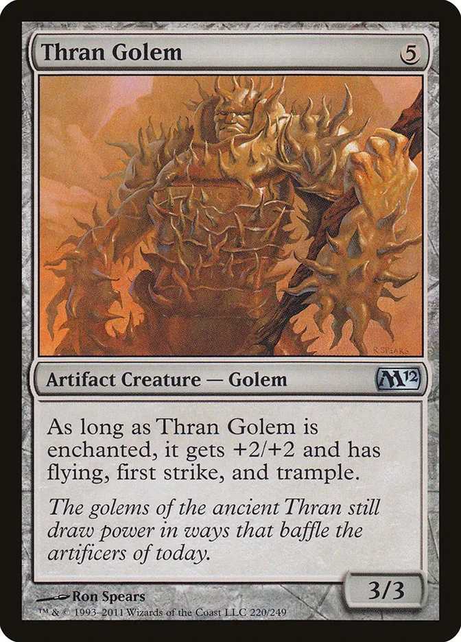 2011 Magic 2012 Thran Golem uncommon #220 uncommon card image