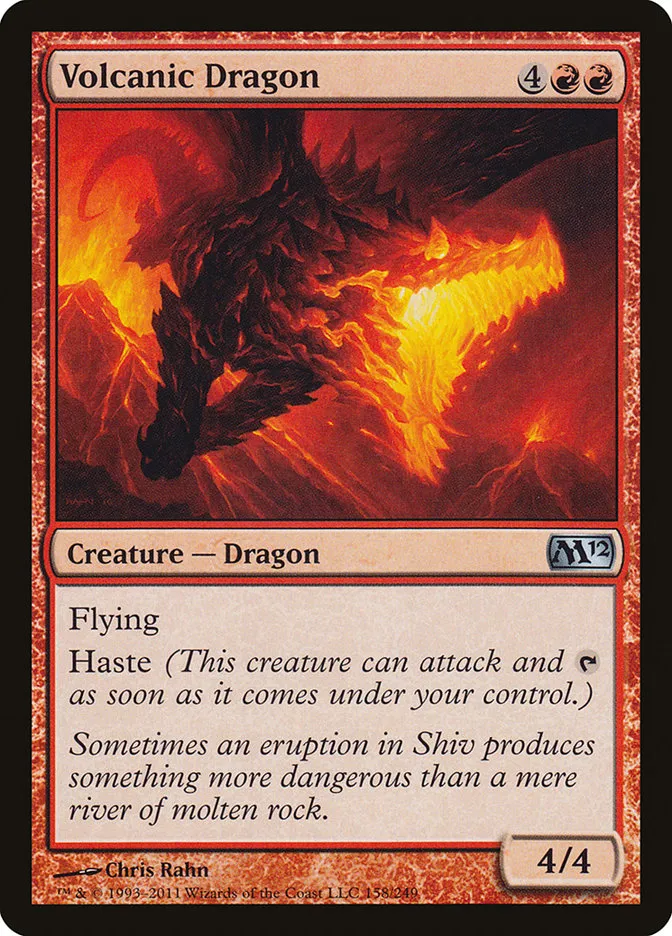 2011 Magic 2012 Volcanic Dragon uncommon #158 uncommon card image