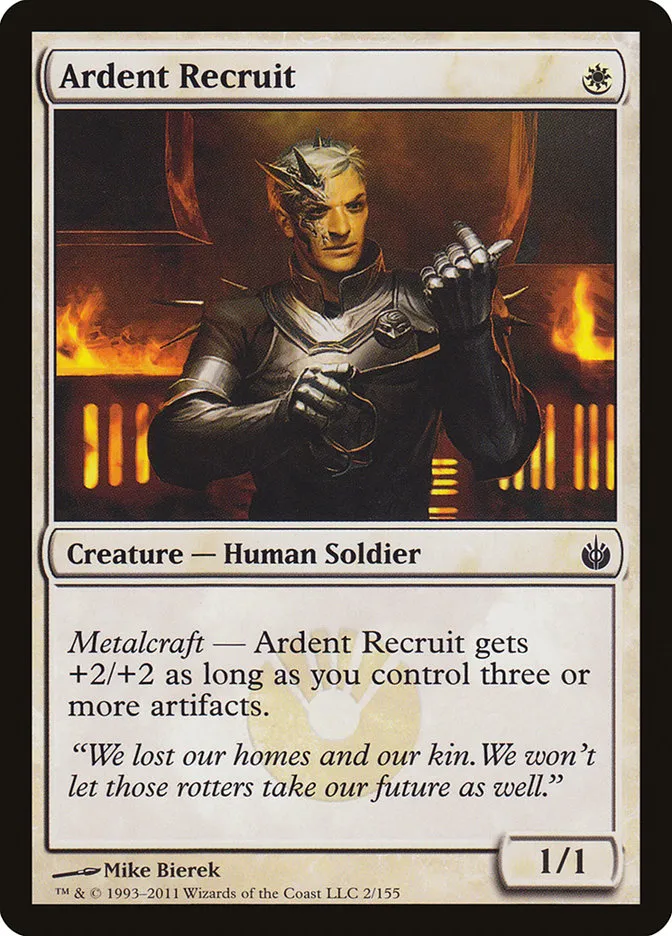 2011 Mirrodin Besieged Ardent Recruit common #2 common card image