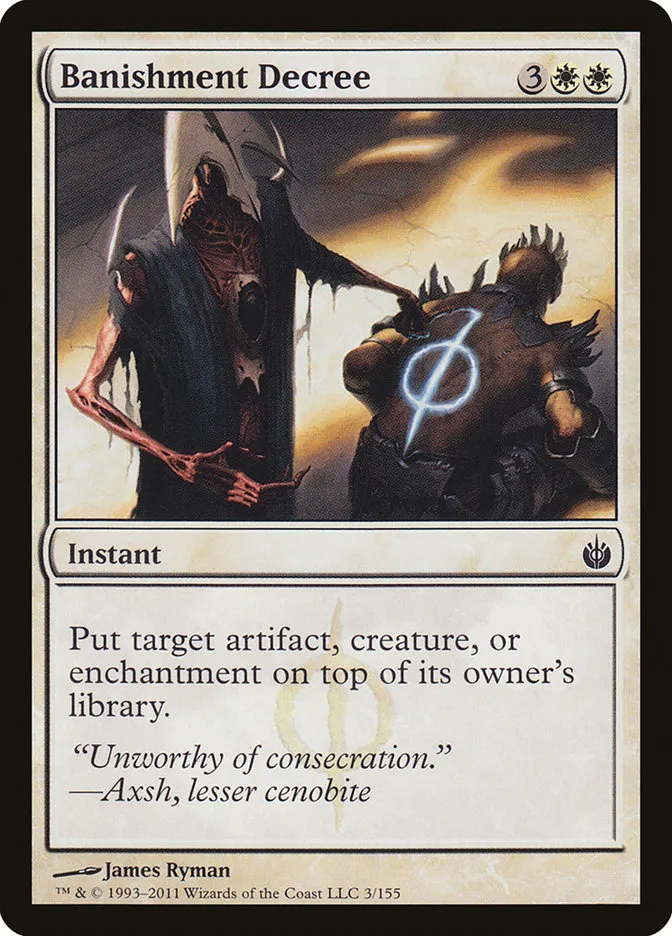 2011 Mirrodin Besieged Banishment Decree common #3 common card image