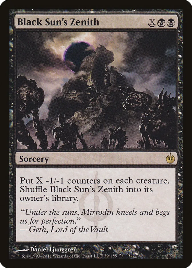 2011 Mirrodin Besieged Black Sun's Zenith rare #39 rare card image