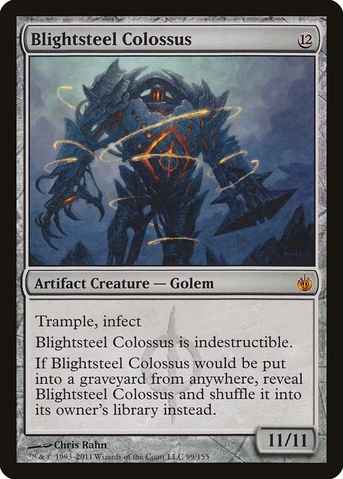 2011 Mirrodin Besieged Blightsteel Colossus mythic #99 mythic card image