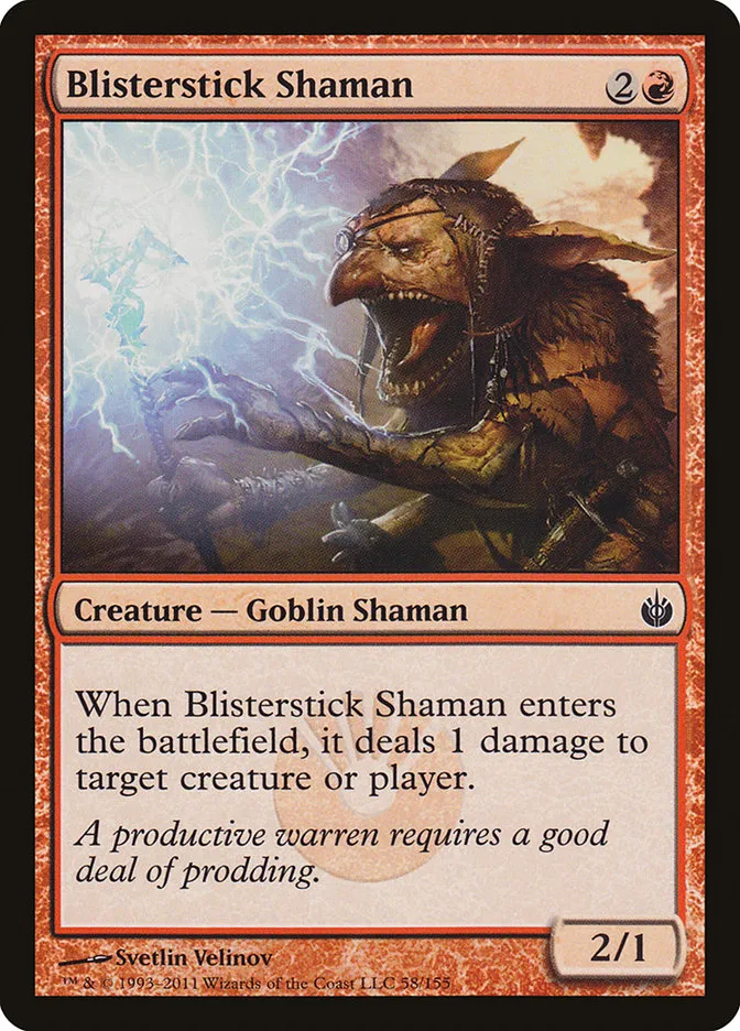 2011 Mirrodin Besieged Blisterstick Shaman common #58 common card image