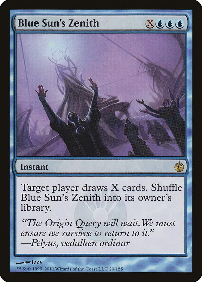 2011 Mirrodin Besieged Blue Sun's Zenith rare #20 rare card image