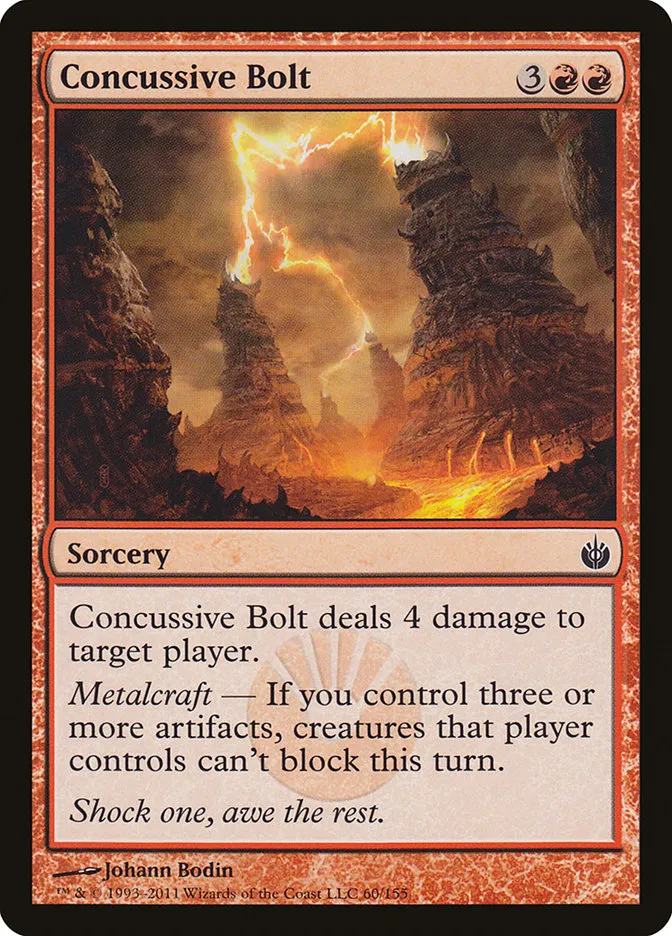 2011 Mirrodin Besieged Concussive Bolt common #60 common card image