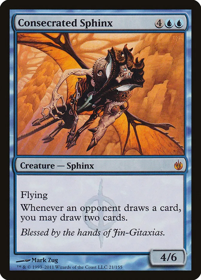 2011 Mirrodin Besieged Consecrated Sphinx mythic #21 mythic card image