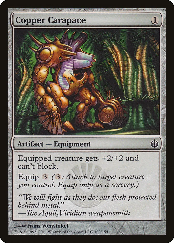 2011 Mirrodin Besieged Copper Carapace common #102 common card image