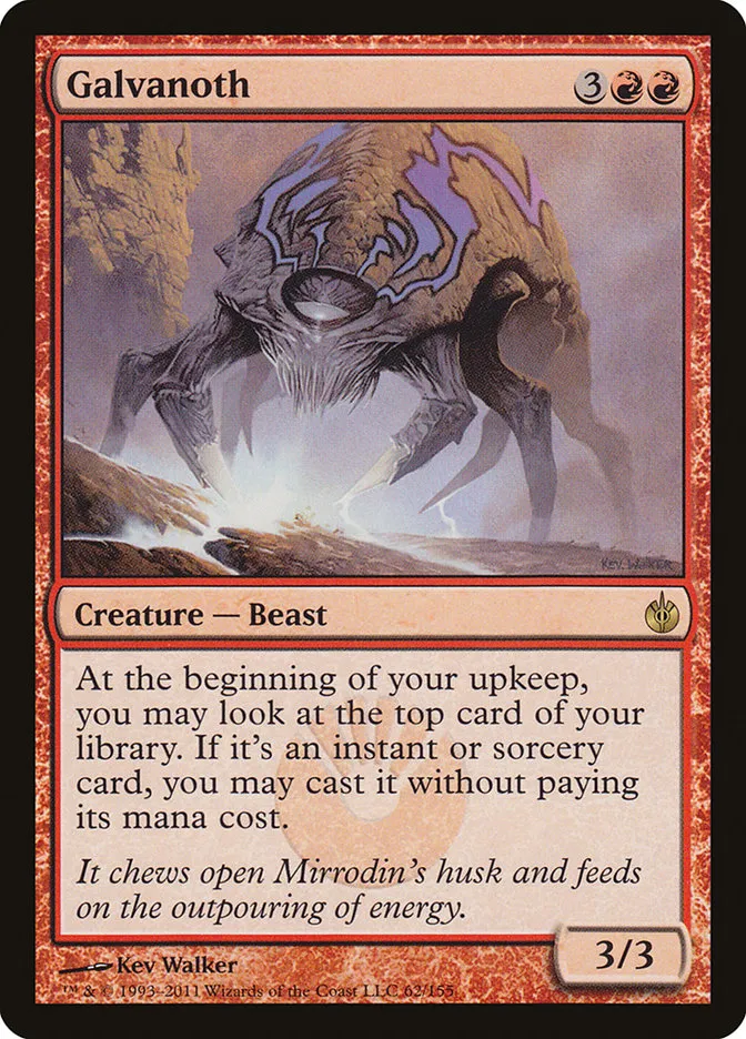 2011 Mirrodin Besieged Galvanoth rare #62 rare card image