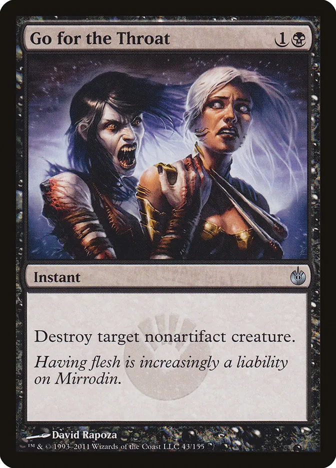 2011 Mirrodin Besieged Go for the Throat uncommon #43 uncommon card image