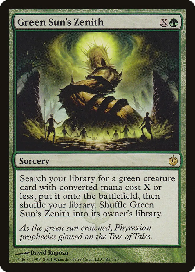 2011 Mirrodin Besieged Green Sun's Zenith rare #81 rare card image