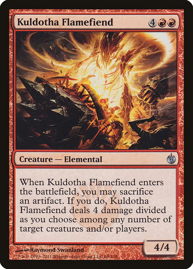 2011 Mirrodin Besieged Kuldotha Flamefiend uncommon #69 uncommon card image