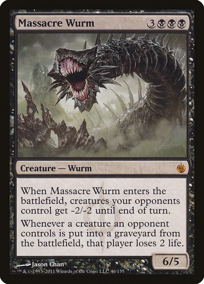 2011 Mirrodin Besieged Massacre Wurm mythic #46 mythic card image