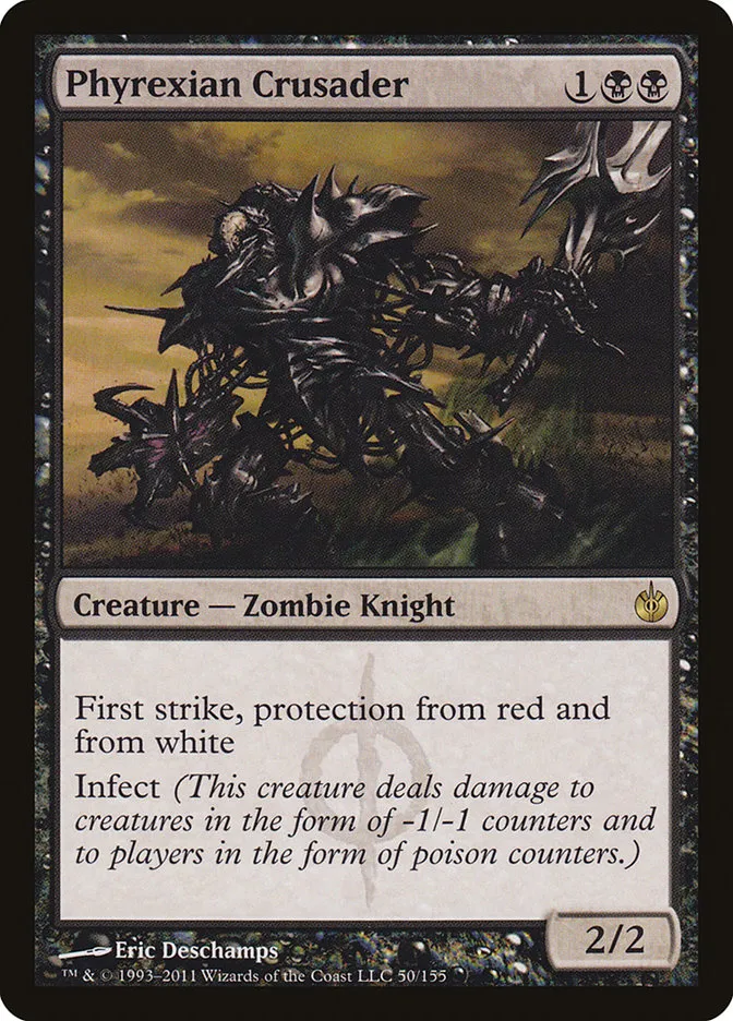 2011 Mirrodin Besieged Phyrexian Crusader rare #50 rare card image