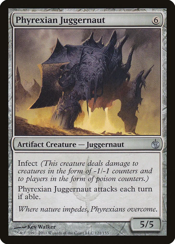 2011 Mirrodin Besieged Phyrexian Juggernaut #121 uncommon card image