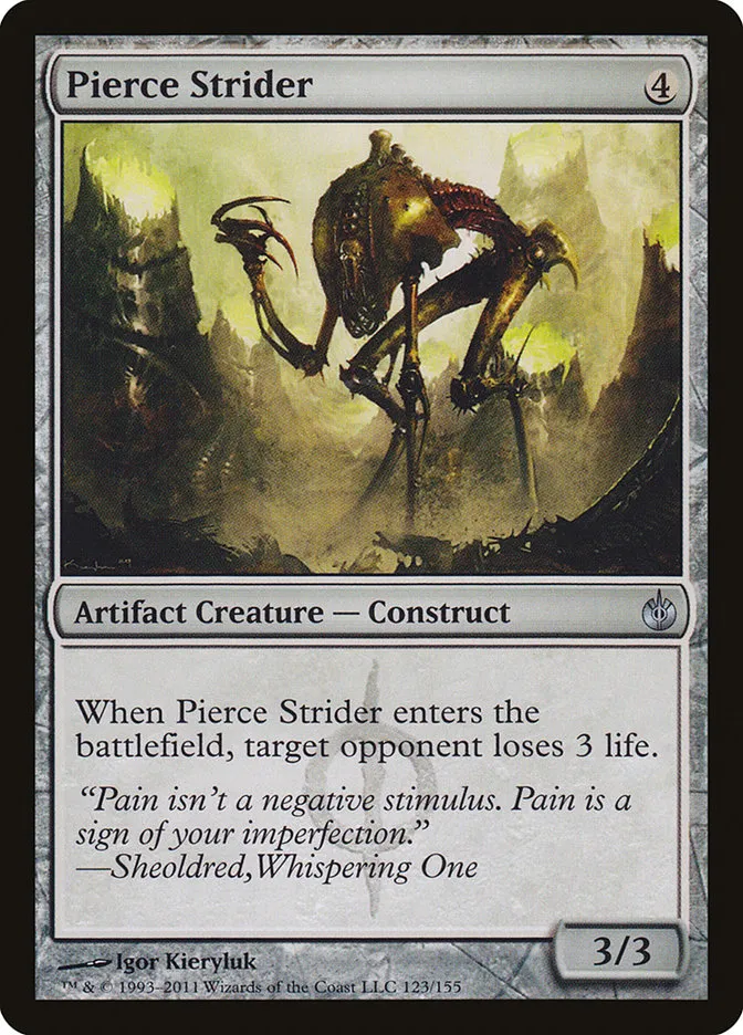 2011 Mirrodin Besieged Pierce Strider #123 uncommon card image
