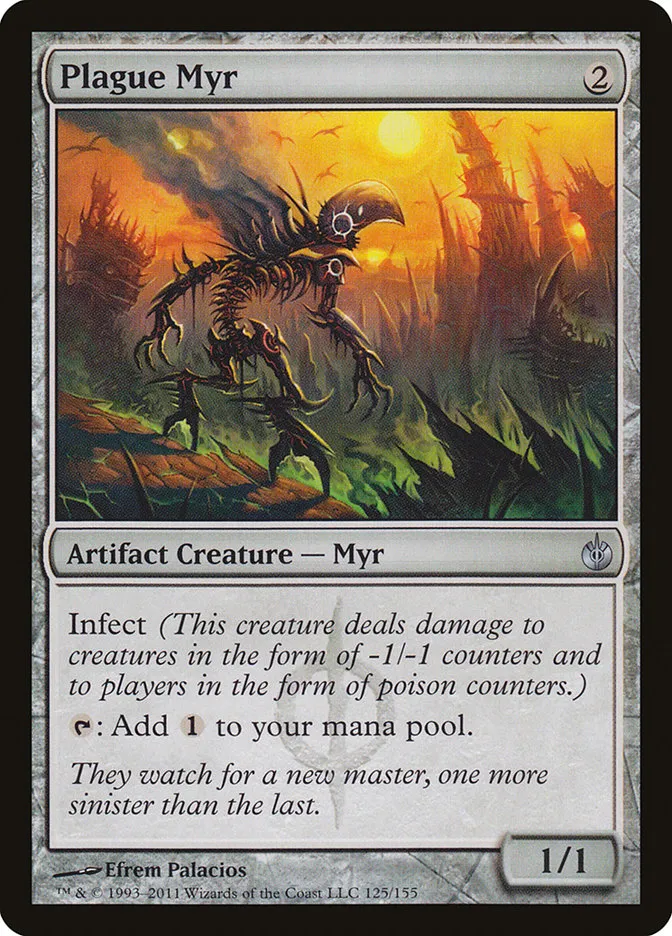 2011 Mirrodin Besieged Plague Myr #125 uncommon card image