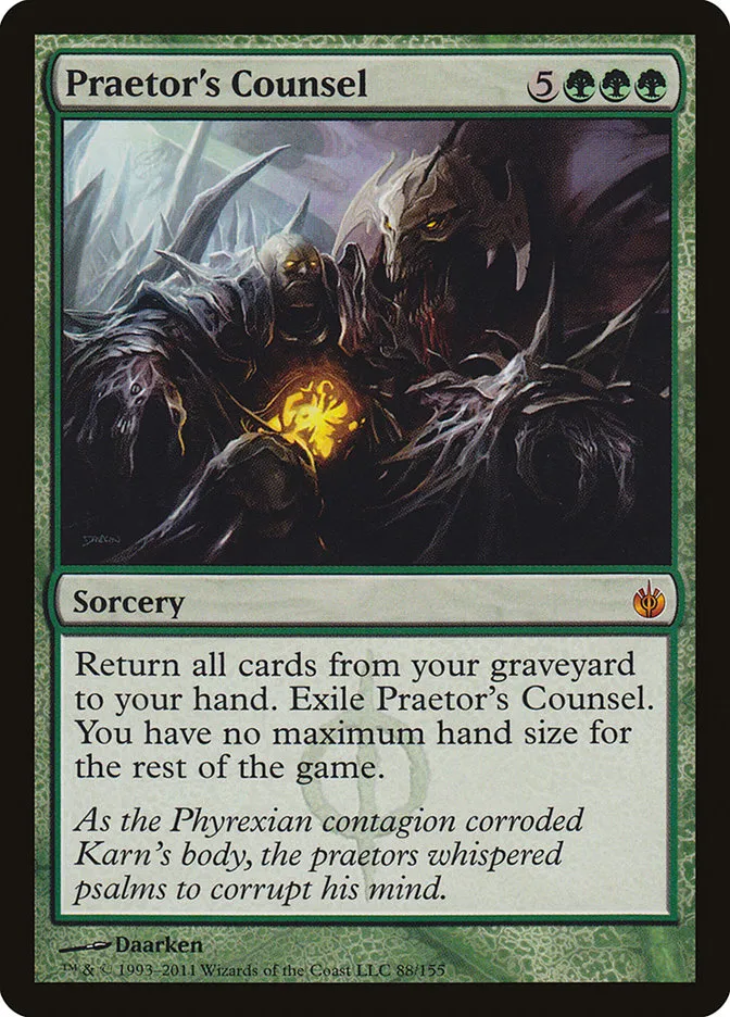 2011 Mirrodin Besieged Praetor's Counsel #88 mythic card image