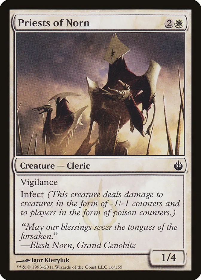 2011 Mirrodin Besieged Priests of Norn common #16 common card image